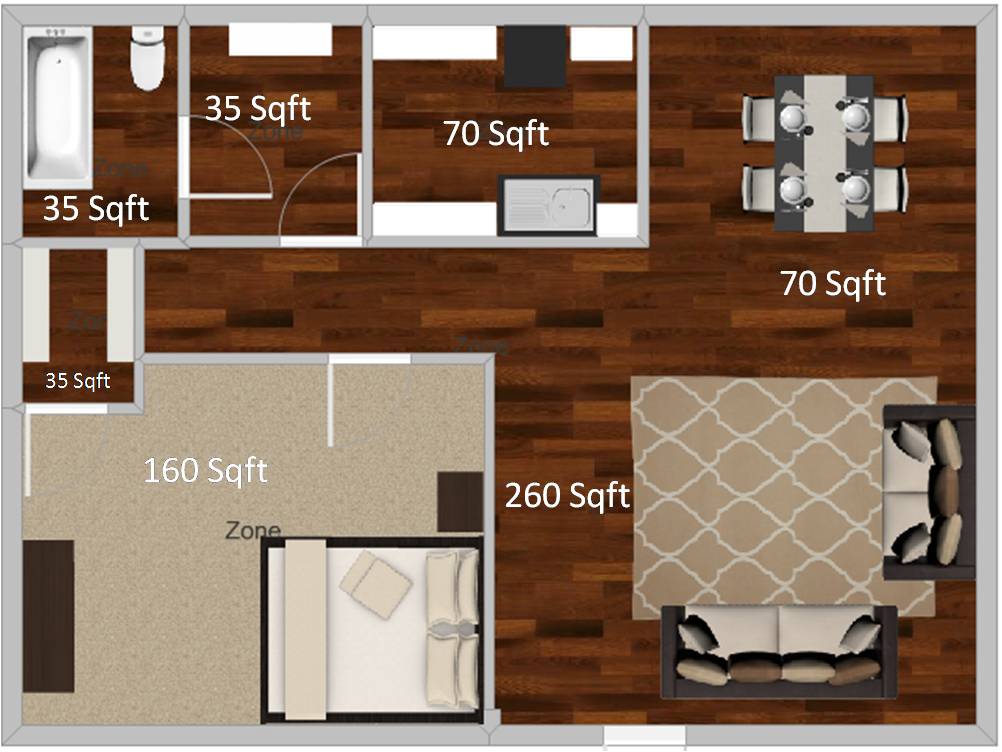 Large 1 Bedroom 1 Bathroom Apartment